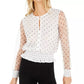 Top feminino Bar III Becca Tilley X Polka Dot com cintura franzida, branco, tamanho grande
