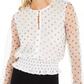 Top feminino Bar III Becca Tilley X Polka Dot com cintura franzida, branco, tamanho grande