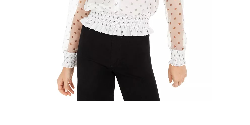 Top feminino Bar III Becca Tilley X Polka Dot com cintura franzida, branco, tamanho grande