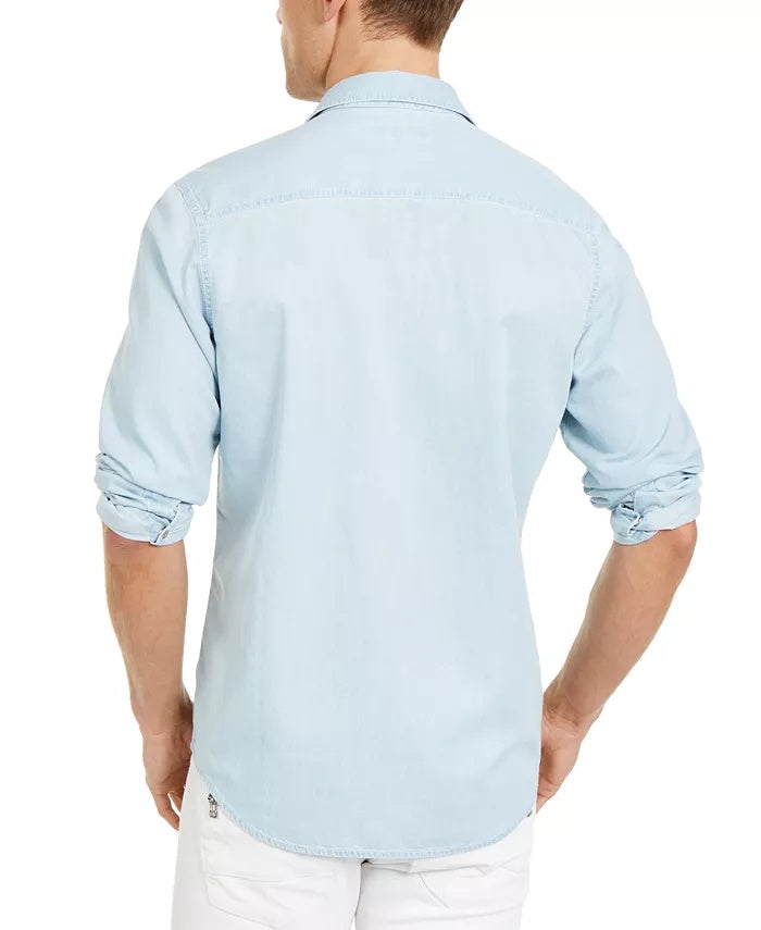 Camisa casual masculina com gola alta Avery da INC International Concepts, azul, tamanho pequeno