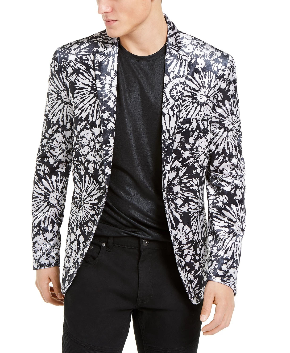 Blazer masculino de veludo estampado com dois botões da INC International Concepts, tamanho XX-G, branco