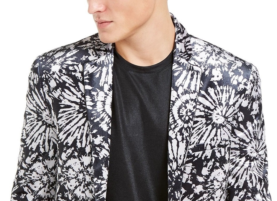 Blazer masculino de veludo estampado com dois botões da INC International Concepts, tamanho XX-G, branco