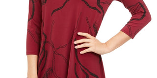 Alfani Women's Printed Swing Top Red Size Petite Medium