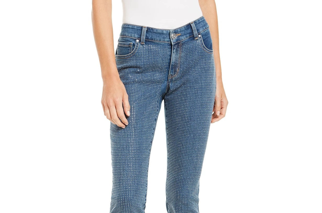 Calça jeans skinny feminina INC International Concepts Petite com detalhes na frente, azul, tamanho 4P