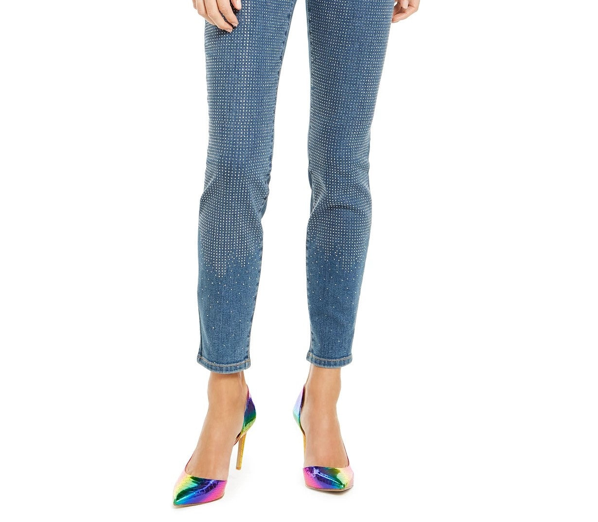 Calça jeans skinny feminina INC International Concepts Petite com detalhes na frente, azul, tamanho 4P