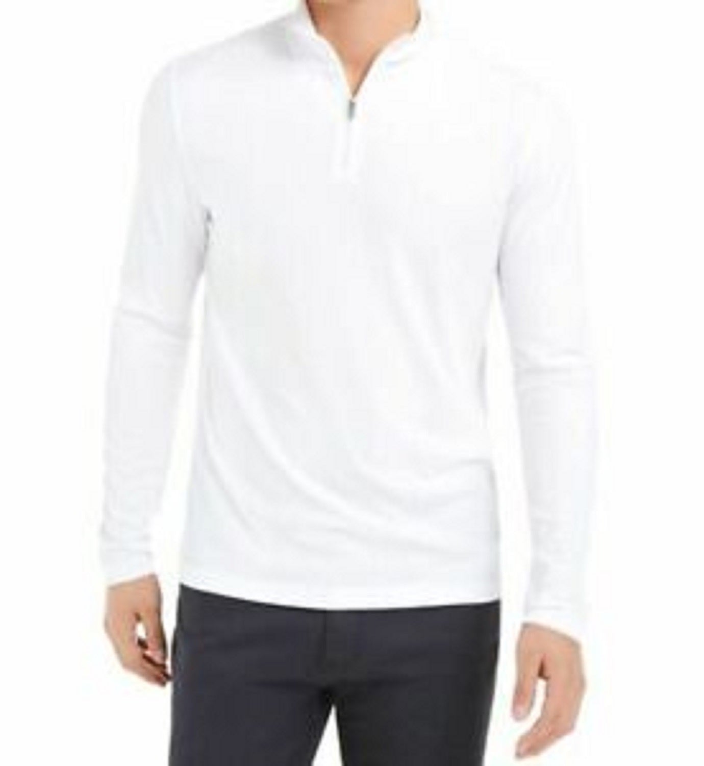 Camisa casual masculina Alfani em malha canelada, branca, tamanho XXG