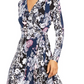Vestido envelope estampado feminino INC International Concepts, preto, tamanho pequeno