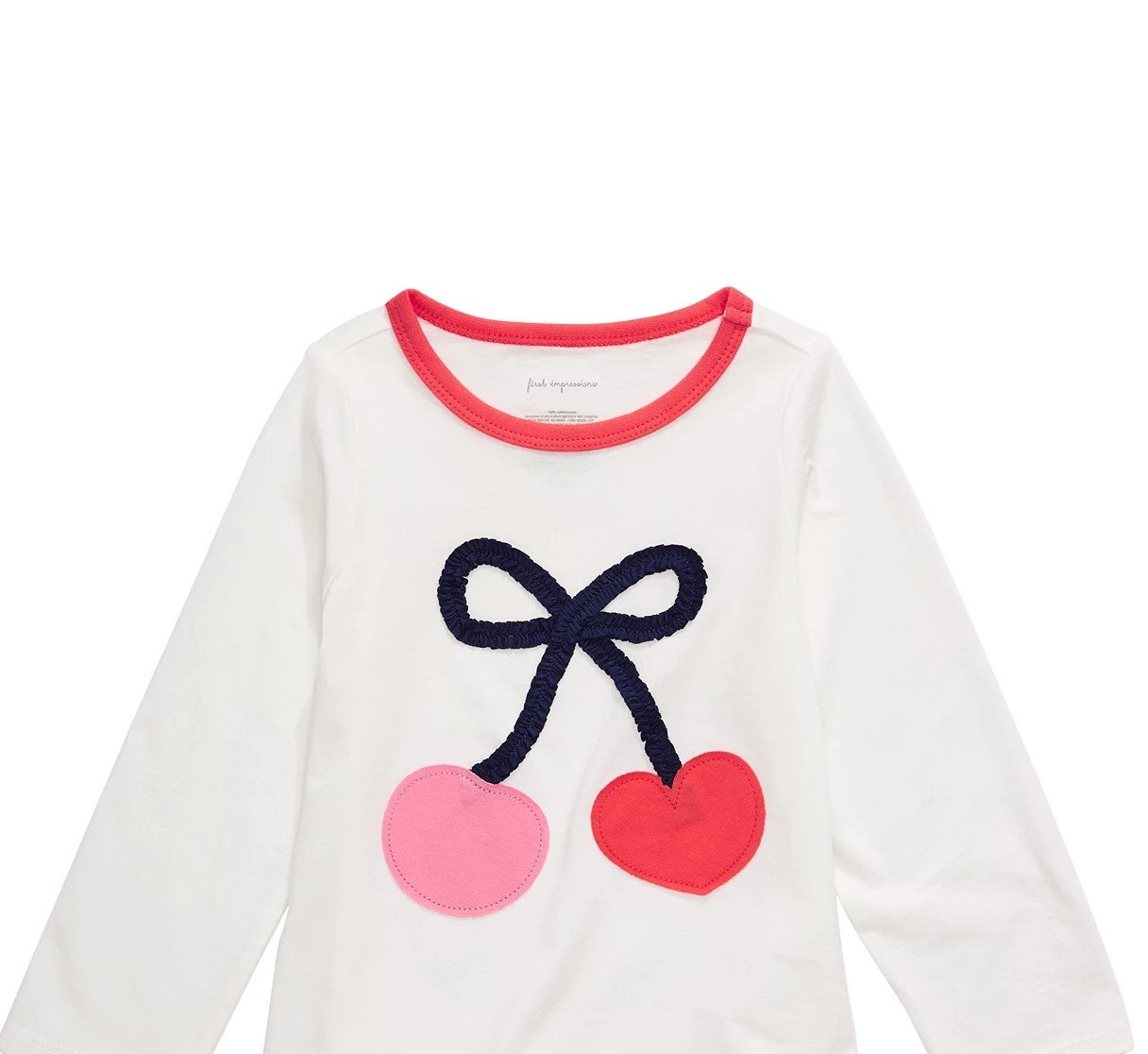 Camiseta de algodão com estampa de cerejas First Impressions Baby Girls, branca, tamanho 6-9 meses