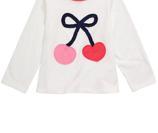 Camiseta infantil de algodão com manga comprida e cereja First Impressions para meninas, tamanho 3T