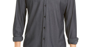 Camisa masculina Alfani, pequena, de malha, clássica, com botões, preta, tamanho pequeno