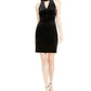 Vestido tubinho de veludo com decote em V sem mangas Bar III feminino, preto, tamanho XX-G