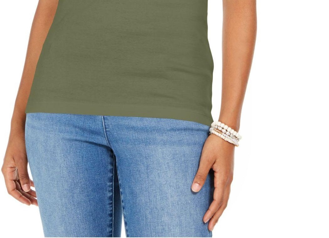 Regata feminina de algodão estilo &amp; co, verde, tamanho extragrande