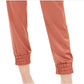 Calça jogger feminina Bar III de cetim marrom, tamanho médio