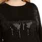 Suéter feminino com gola redonda e lantejoulas da INC International Concepts, preto, tamanho 4X