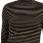 Blusa feminina listrada com gola falsa, preta, tamanho extragrande, Charter Club