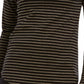 Blusa feminina listrada com gola falsa, preta, tamanho extragrande, Charter Club