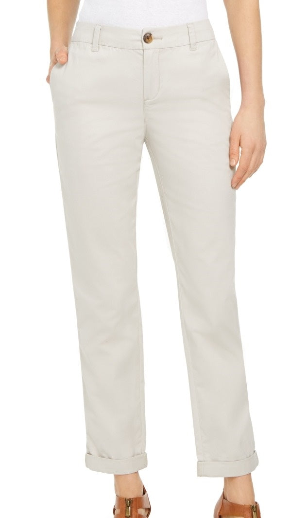 Calça Chino Feminina Estilo &amp; Co, Cor Reta, Bege, Tamanho 14