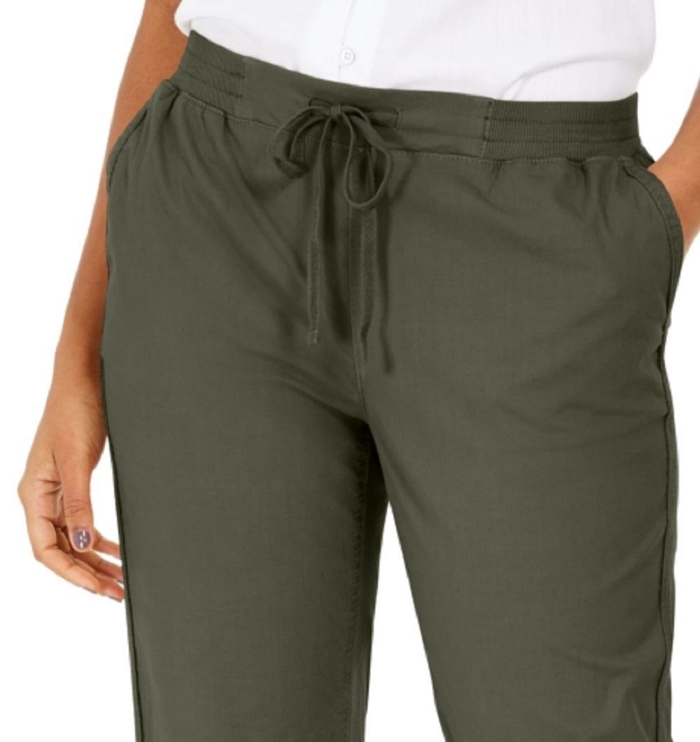 Calça utilitária com punho e fecho pull-on feminina Style &amp; Co, verde, tamanho 10