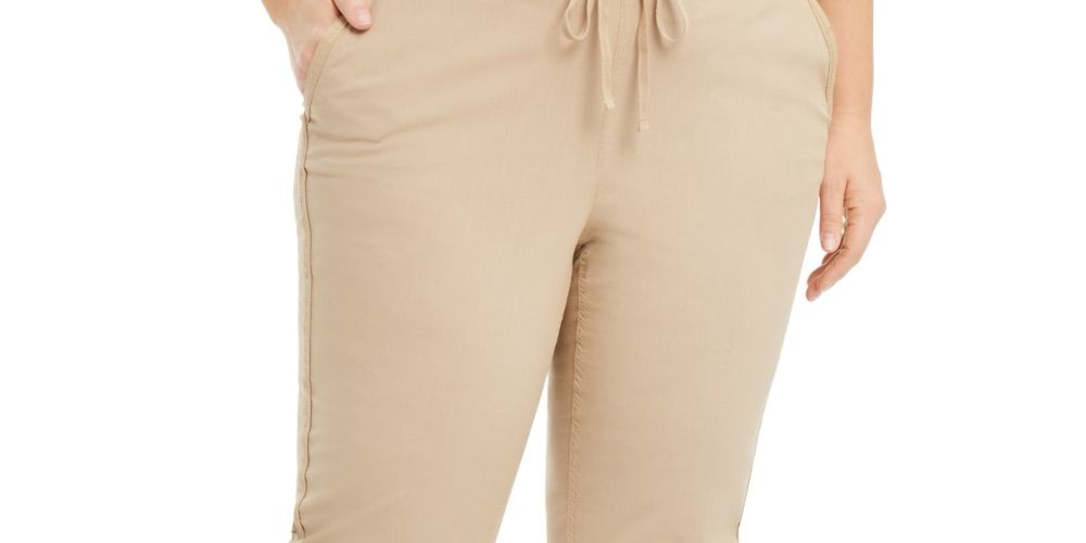 Calça utilitária feminina Style &amp; Co Twill Tape, bege, tamanho 24W