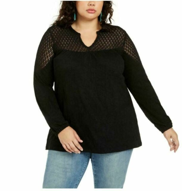 Top de crochê feminino Style &amp; Co, preto, tamanho pequeno