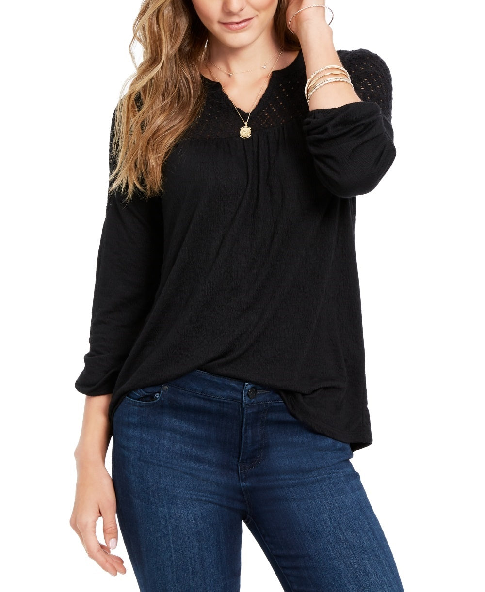 Top de crochê feminino estilo &amp; co, preto, tamanho extragrande