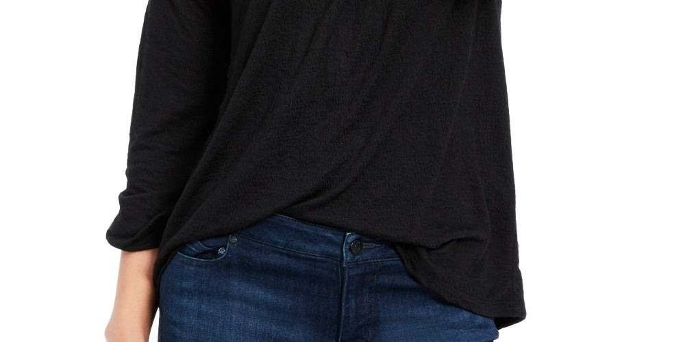 Top de crochê feminino estilo &amp; co, preto, tamanho extragrande