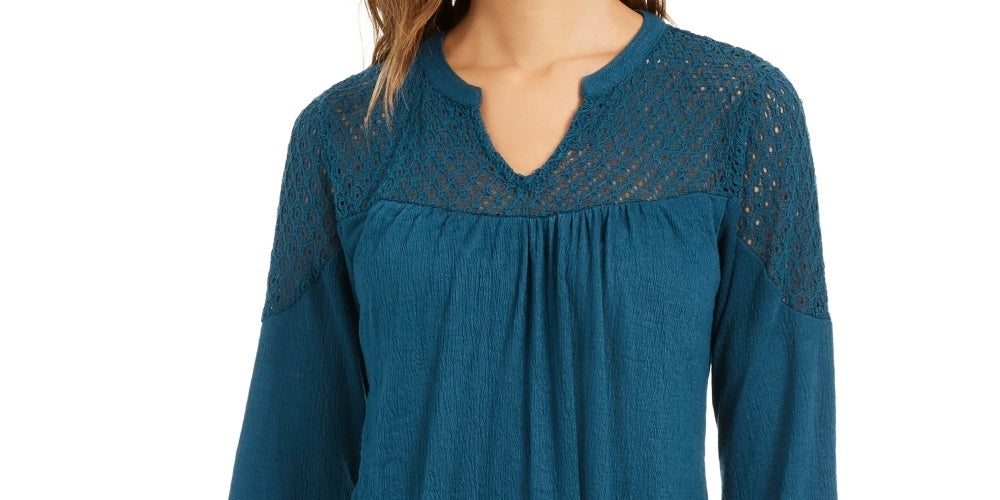 Top de crochê feminino Style &amp; Co, verde, tamanho pequeno