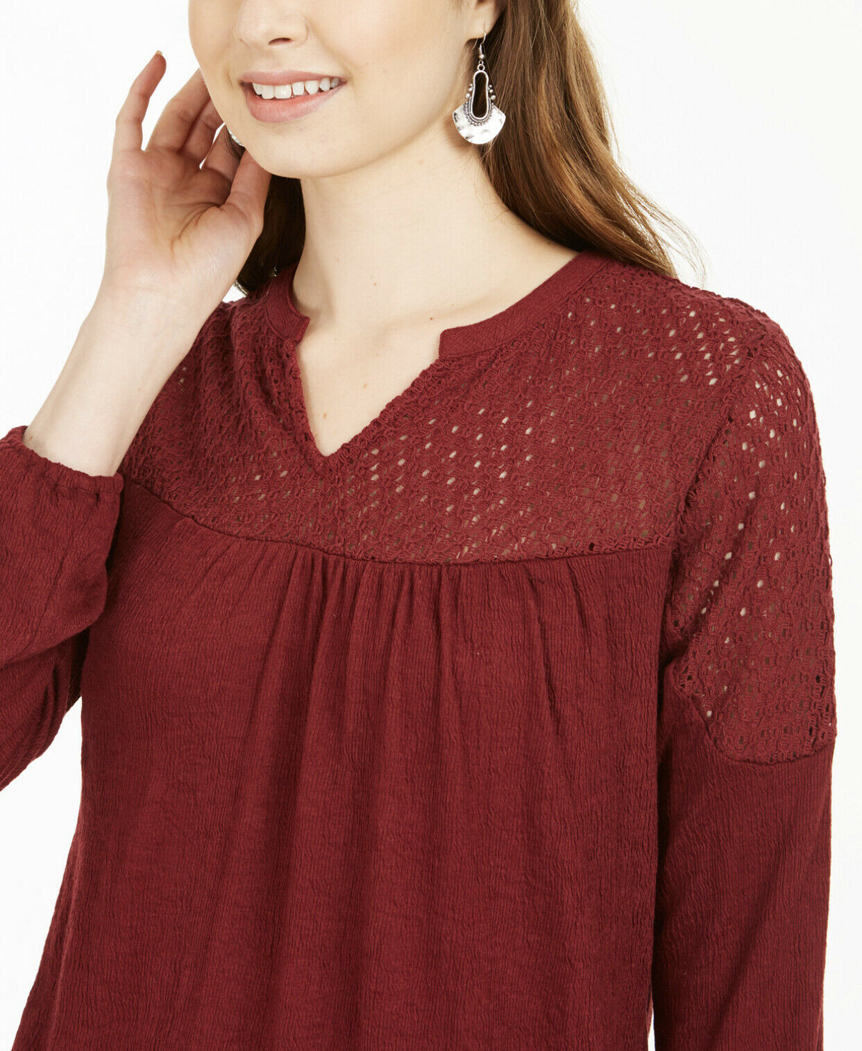 Top de crochê feminino estilo &amp; co, vermelho, tamanho grande