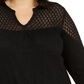 Blusa texturizada com ombros de renda plus size feminina Style &amp; Co, preta, tamanho 0X
