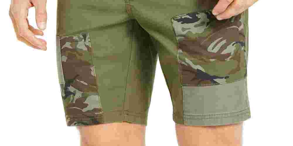 Shorts chino camuflados masculinos Sun + Stone, verde, tamanho 29