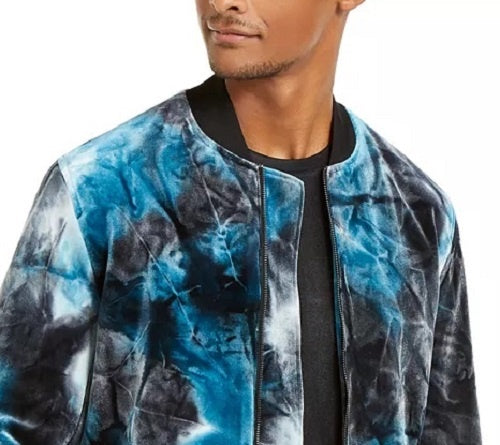 Jaqueta bomber masculina de veludo tie-dye da INC International Concepts, tamanho marinho, pequeno