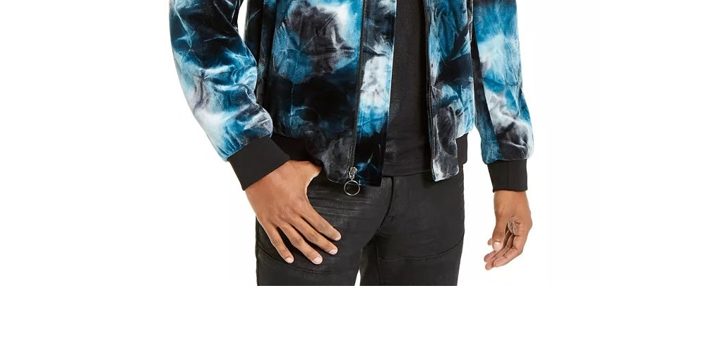 Jaqueta bomber masculina de veludo tie-dye da INC International Concepts, tamanho marinho, pequeno
