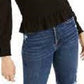Blusa feminina Bar III com decote quadrado e franzido, preta, tamanho grande