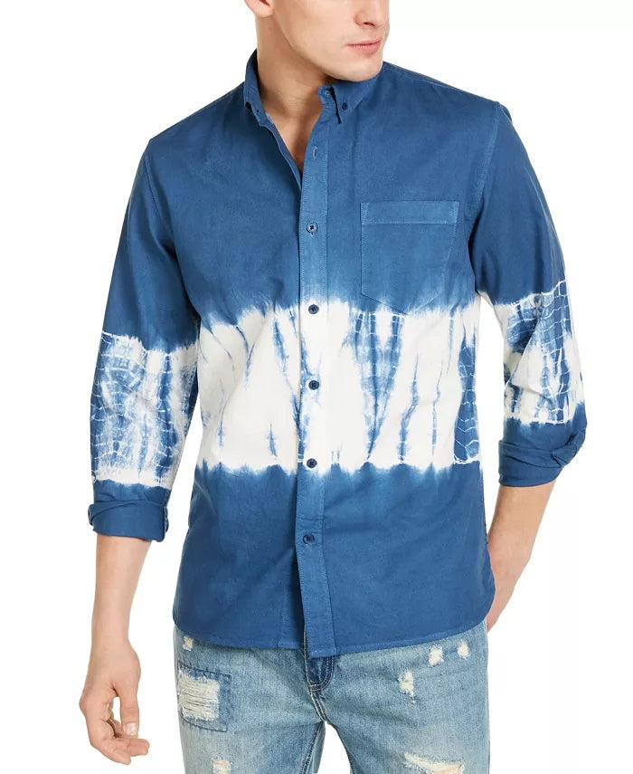 Camisa masculina tie-dye Horizon da Sun + Stone, azul-marinho, tamanho XX-G