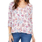 Blusa estampada feminina Style &amp; Co, branca, tamanho médio