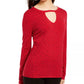 Suéter feminino com decote em V e botões da INC International Concepts, tamanho XS, vermelho