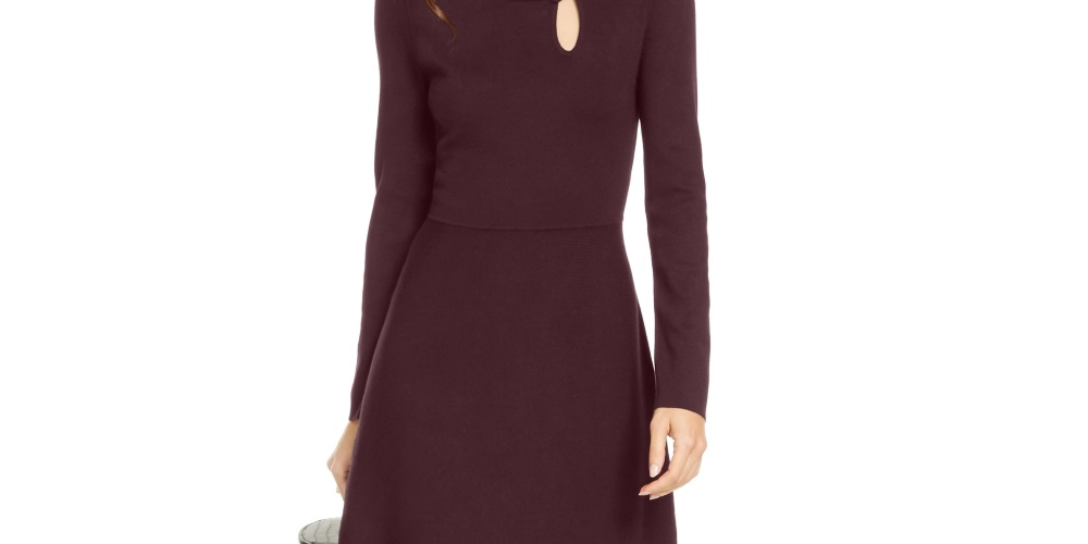 Vestido suéter feminino com gola assimétrica INC International Concepts, vermelho, tamanho grande