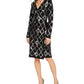 Vestido suéter feminino com lantejoulas e estampa de bolinhas, preto, tamanho X-S