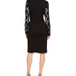 Vestido suéter feminino com lantejoulas e estampa de bolinhas, preto, tamanho X-S