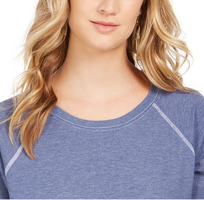 Moletom feminino com costura contrastante estilo &amp; co, roxo, tamanho grande