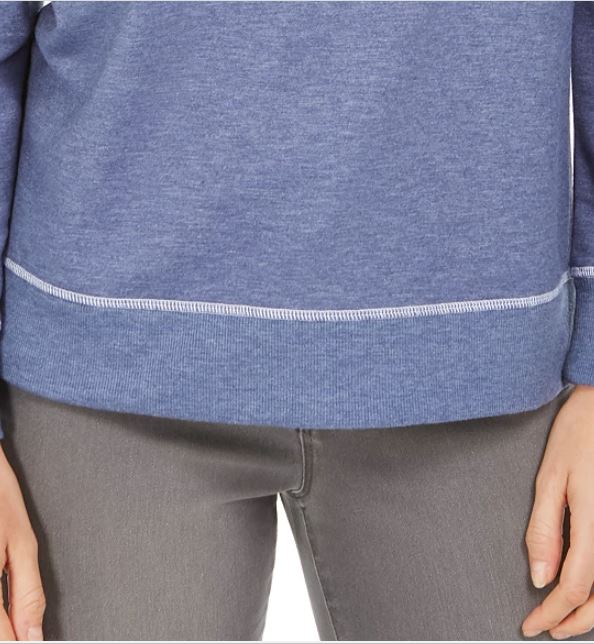 Moletom feminino com costura contrastante estilo &amp; co, roxo, tamanho grande