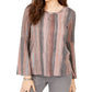 Blusa listrada com manga sino feminina Style &amp; Co, rosa, tamanho médio