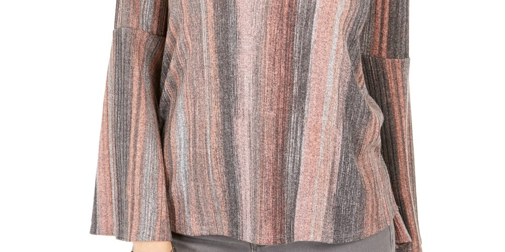 Blusa listrada com manga sino feminina Style &amp; Co, rosa, tamanho médio