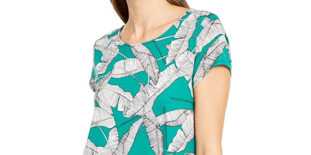 Camiseta estampada feminina Alfani verde tamanho grande