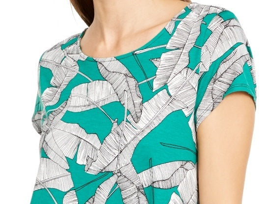 Camiseta feminina estampada Alfani verde tamanho XX-G