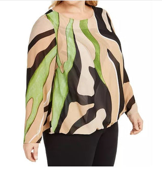 Blusa feminina Alfani Plus com bainha bolha bege tamanho 1X