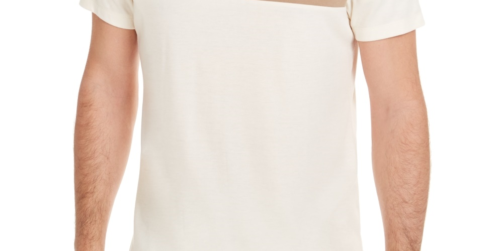 Camisa polo masculina Alfani Colorblocked bege tamanho médio