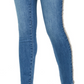 Calça jeans skinny feminina INC International Concepts com acabamento em tweed e cintura alta, azul, tamanho 2