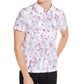 Camisa polo masculina listrada floral Alfani, branca, tamanho XX-G