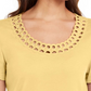 Camiseta feminina Karen Scott de algodão com gola recortada, amarela, tamanho pequeno